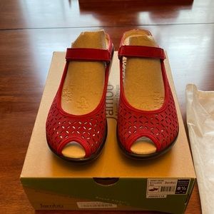 Cute red suede Jambu mules. Size 8.5